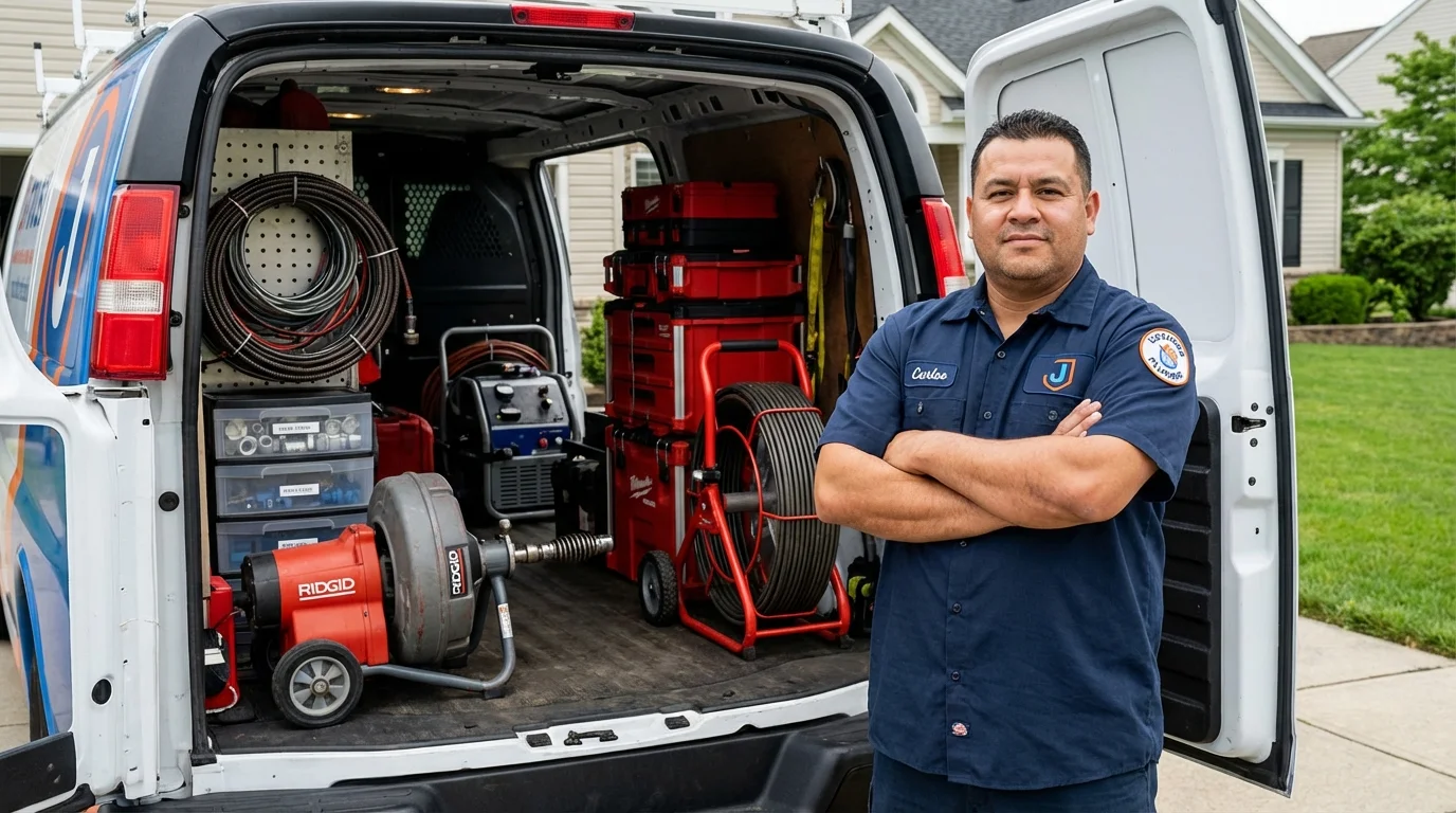 Professional drain cleaning equipment and Johns Plumbing LLC plumber in Montpelier