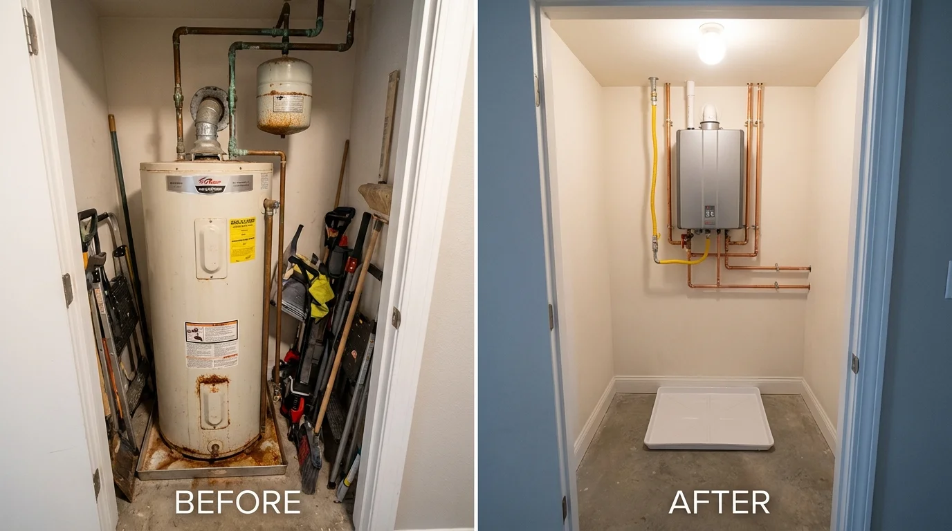 Tank water heater versus wall-mounted tankless unit comparison for Montpelier, OH homeowners